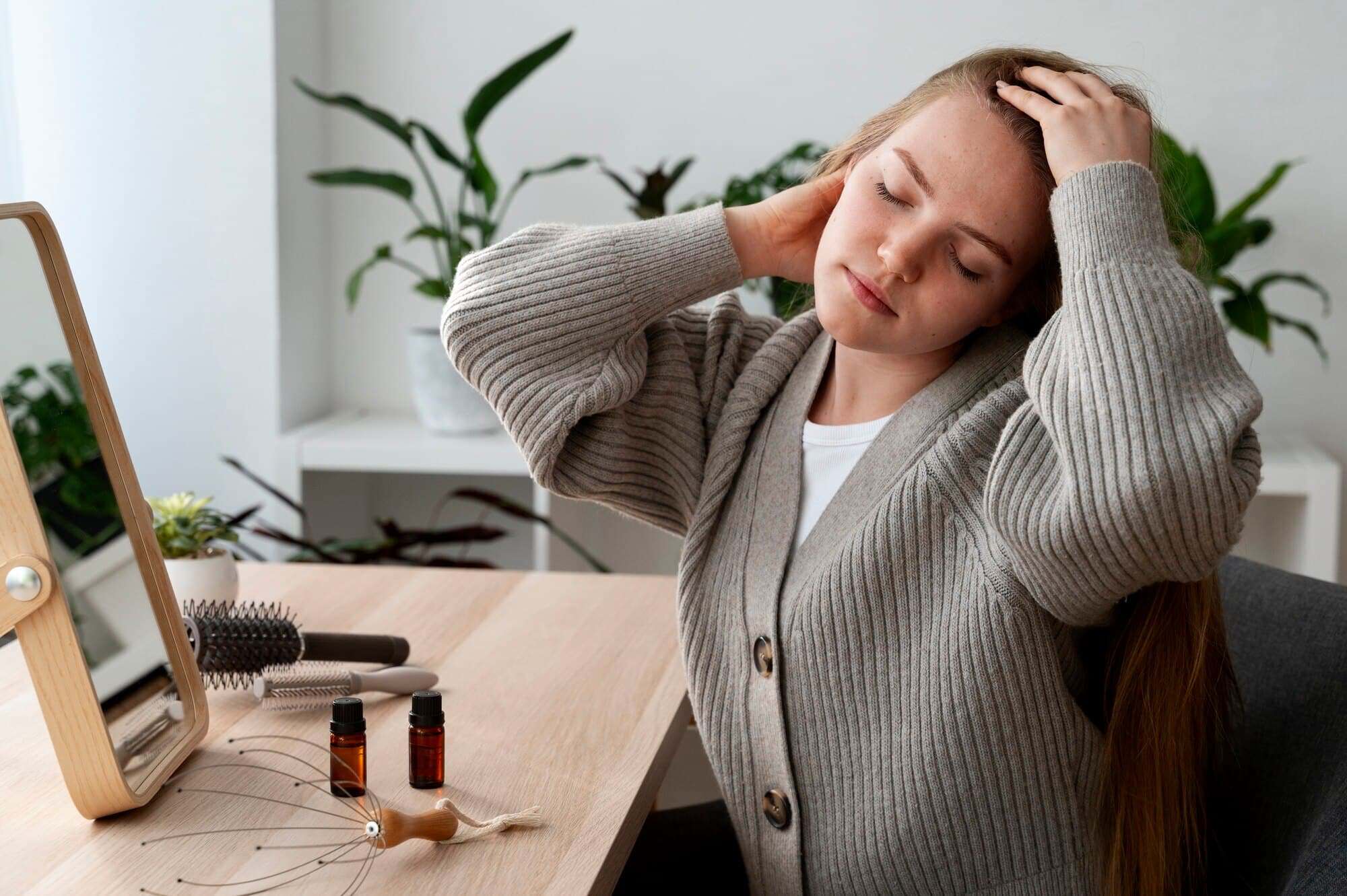 woman stretching neck image