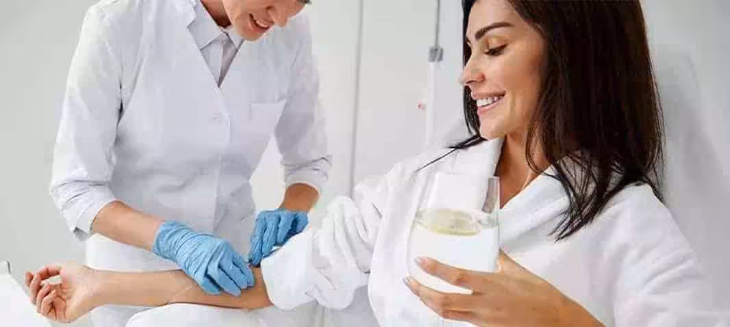 Woman receiving immune support IV therapy