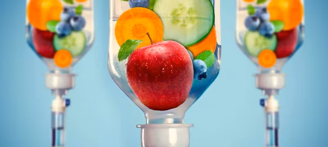 Fruit infusion representing a Myers cocktail IV drip